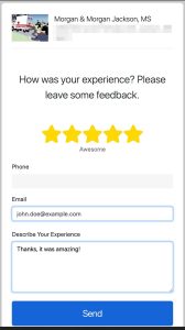 Image of clients 5 star reviews via text message